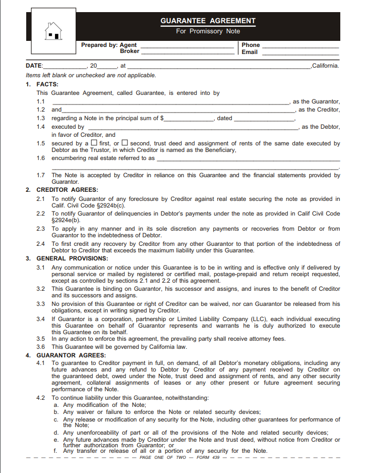 Guarantee Agreement for Promissory Note