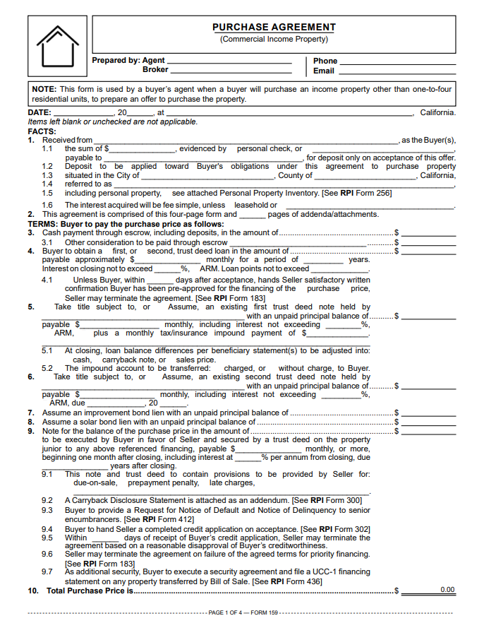 Purchase Agreement Commercial