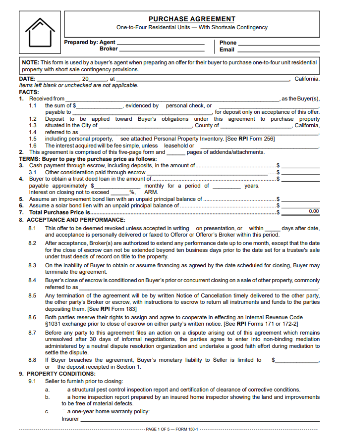 Purchase Agreement Short Sale