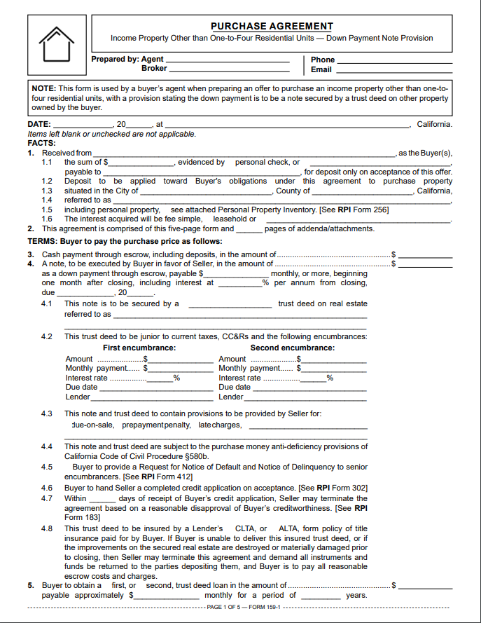 Purchase Agreement Income Property