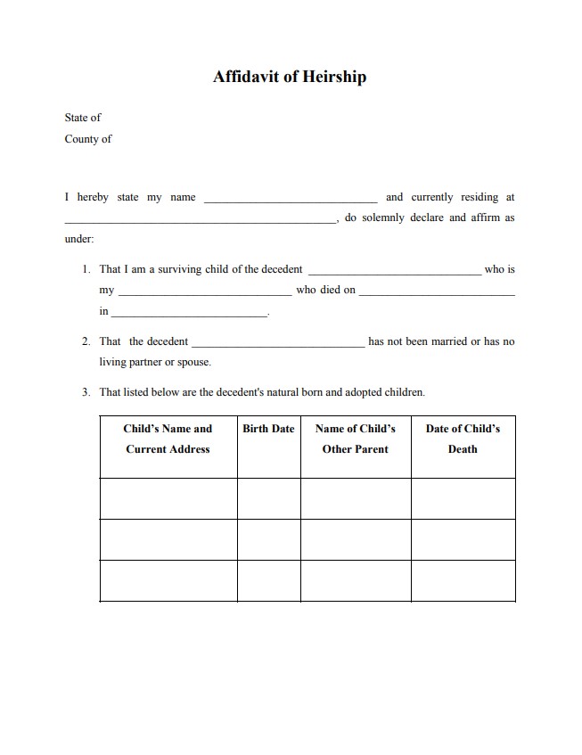 Affidavit of Heirship