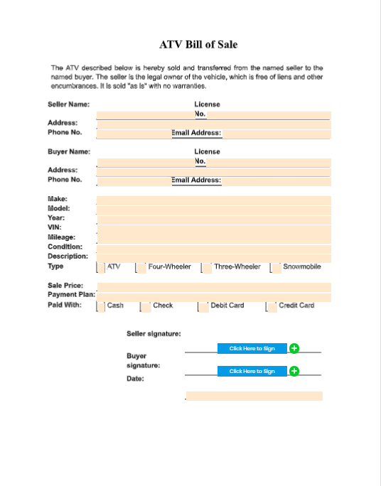 atv bill of sale pdf