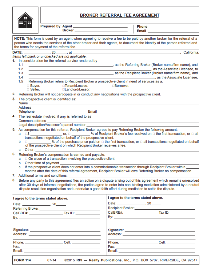 broker referral fee agreement