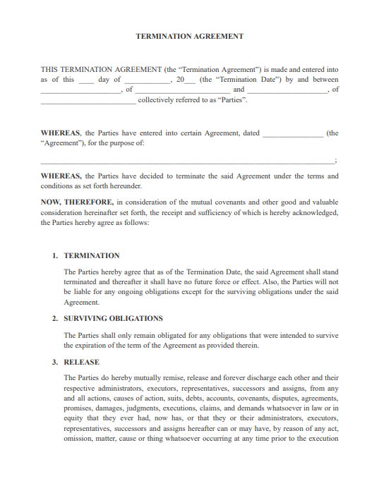 Contract Termination Agreement