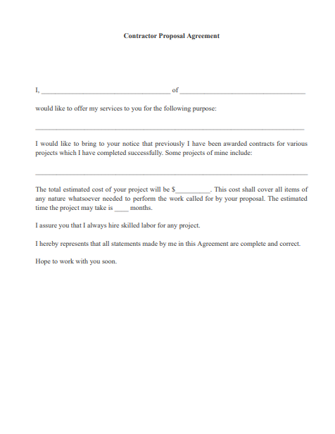 Contractor Proposal Agreement