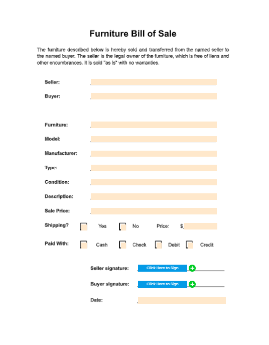 furniture bill of sale pdf