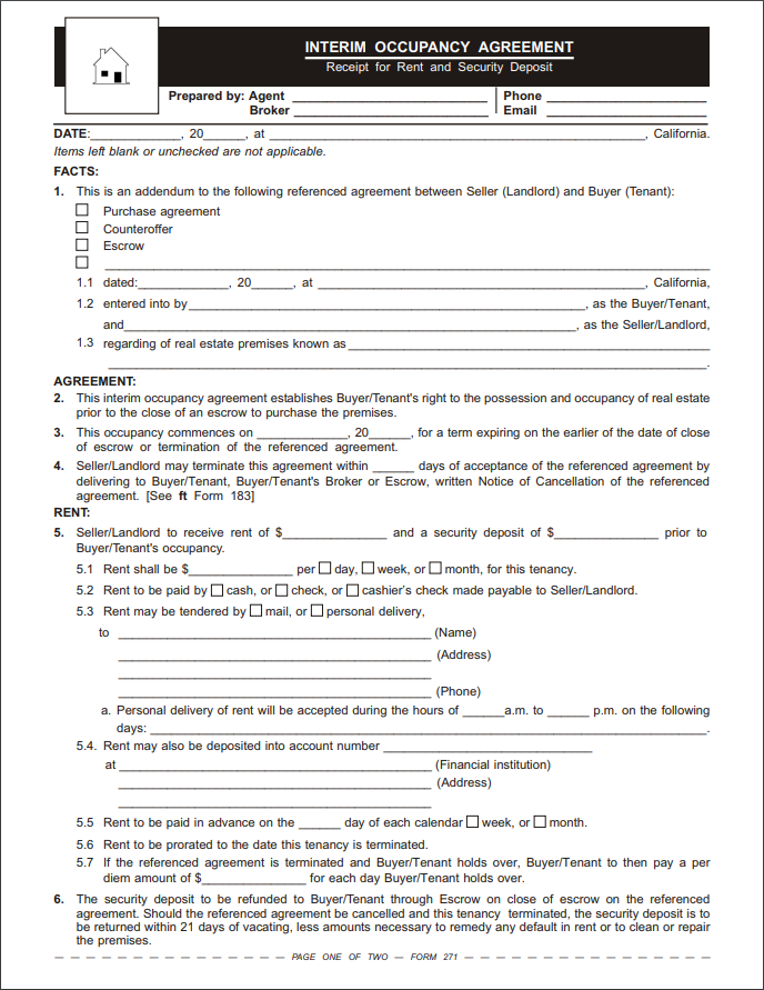 intertim occupancy agreement