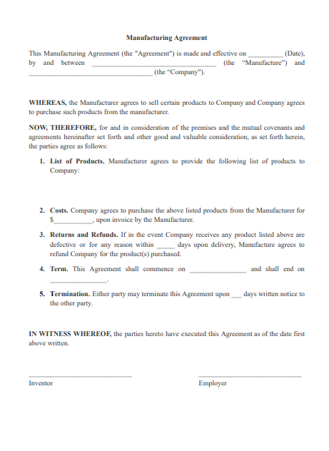 manufacturing agreement