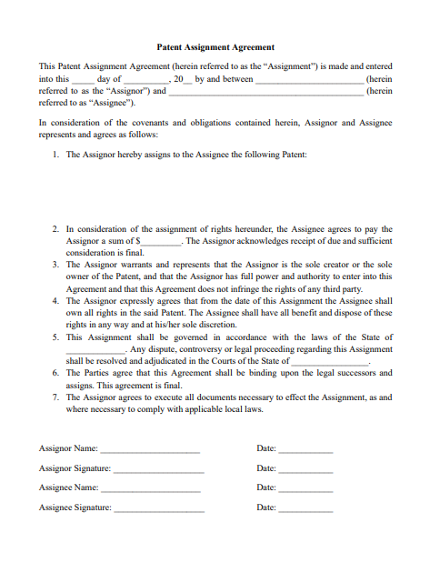 Patent Assignment Agreement