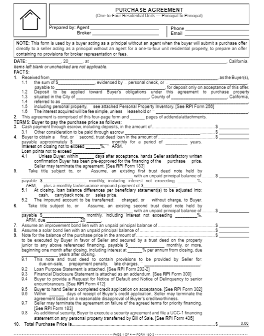 purchase agreement principal to principal pdf