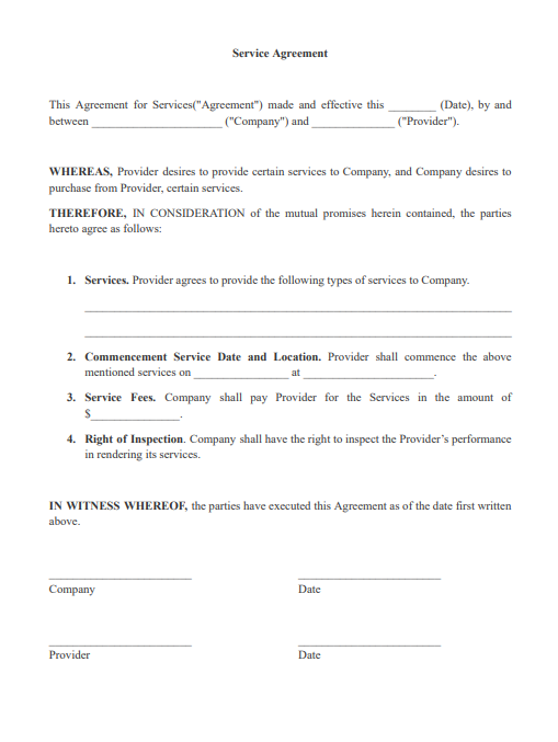 service agreement