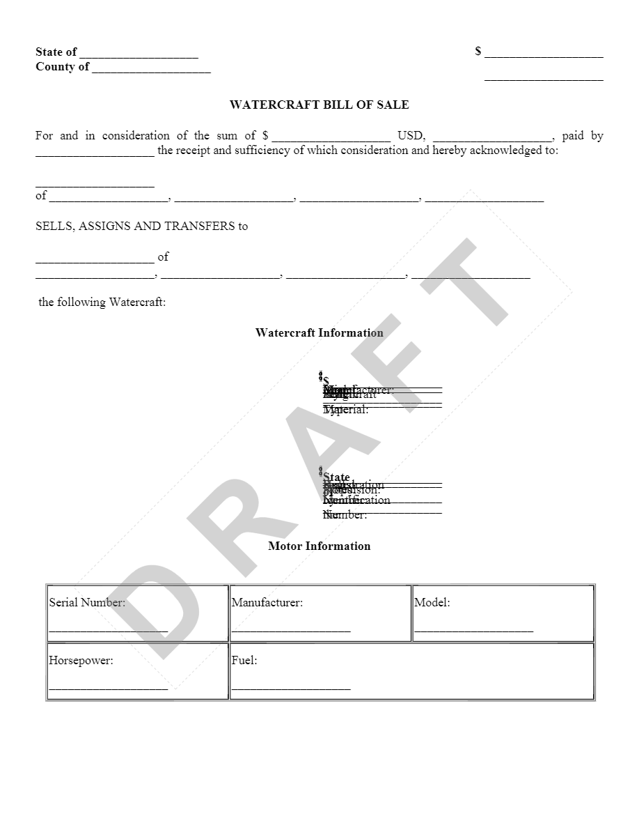 watercraft bill of sale pdf